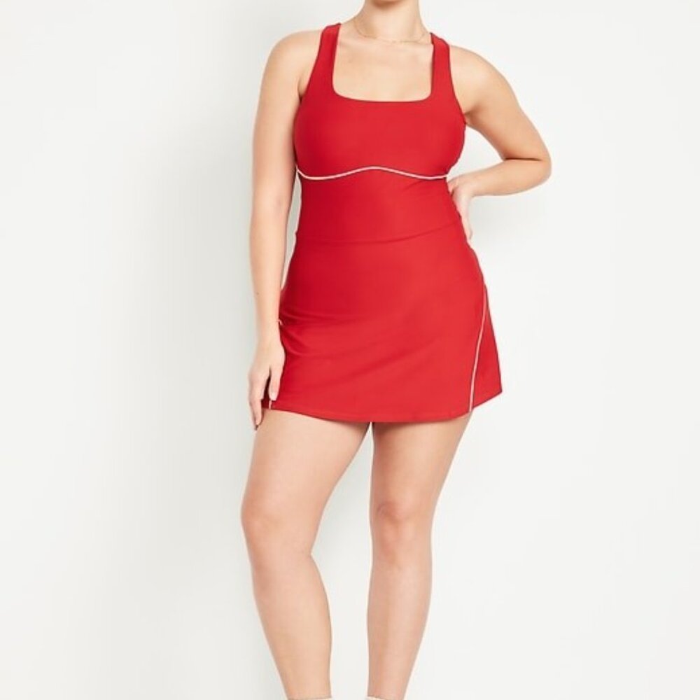 PowerSoft Cami Athletic Dress RED WHITE SIZE XL PETITE